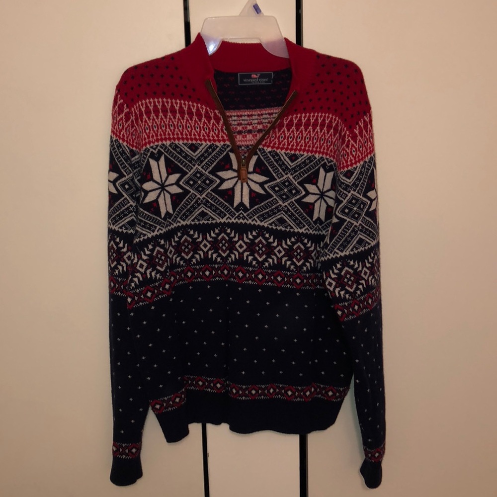 Vineyard Vines Boys Fair isle 1/4 zip sweater